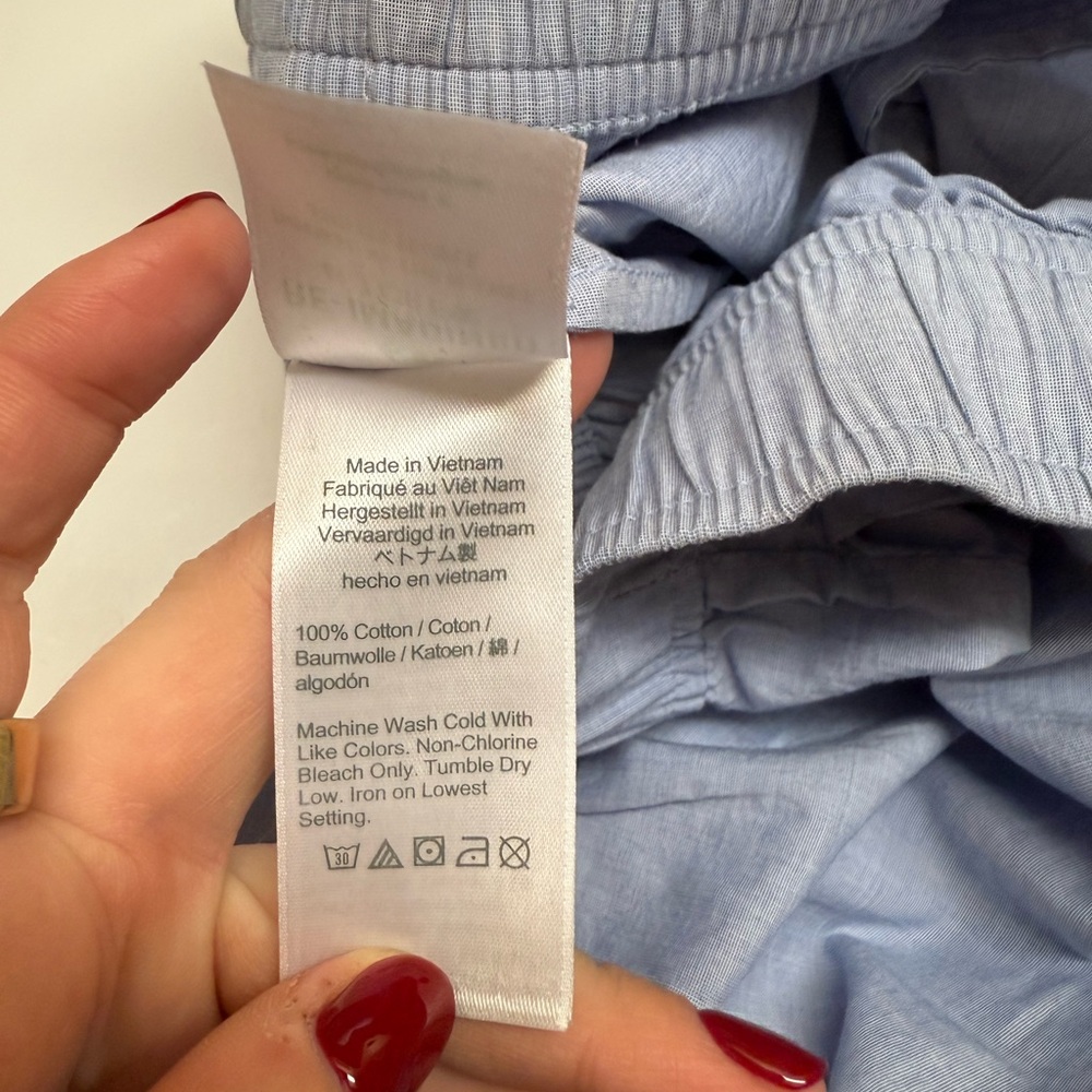 J.Crew End-On-End Wide Leg Cotton Pajama Pants in Light Blue - Picture 6 of 6